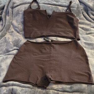SKIMS Chocolate Brown Women's Pajama Set
